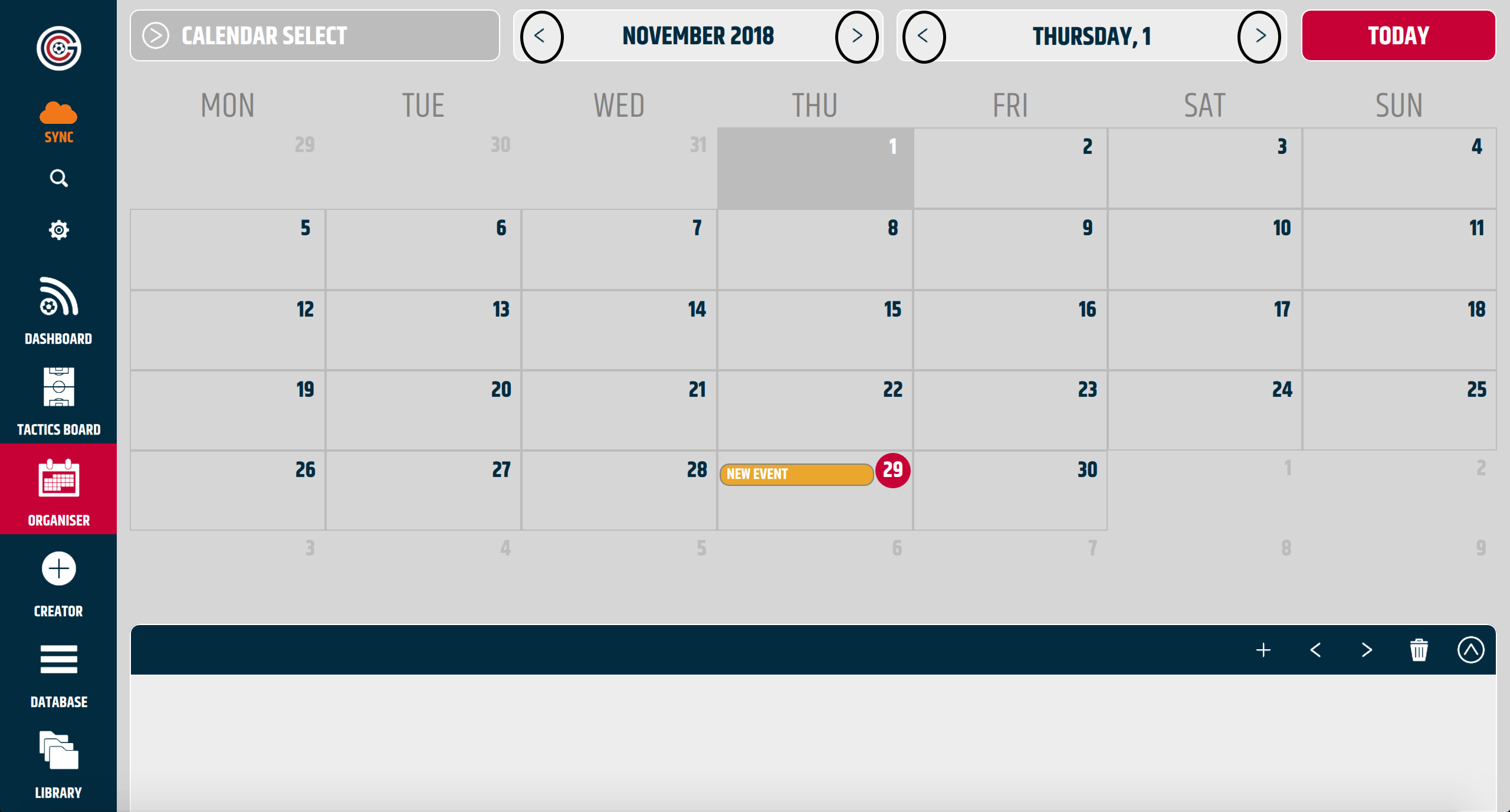 Organiser_-_How_to_select_today_scroll_through_days-months.png